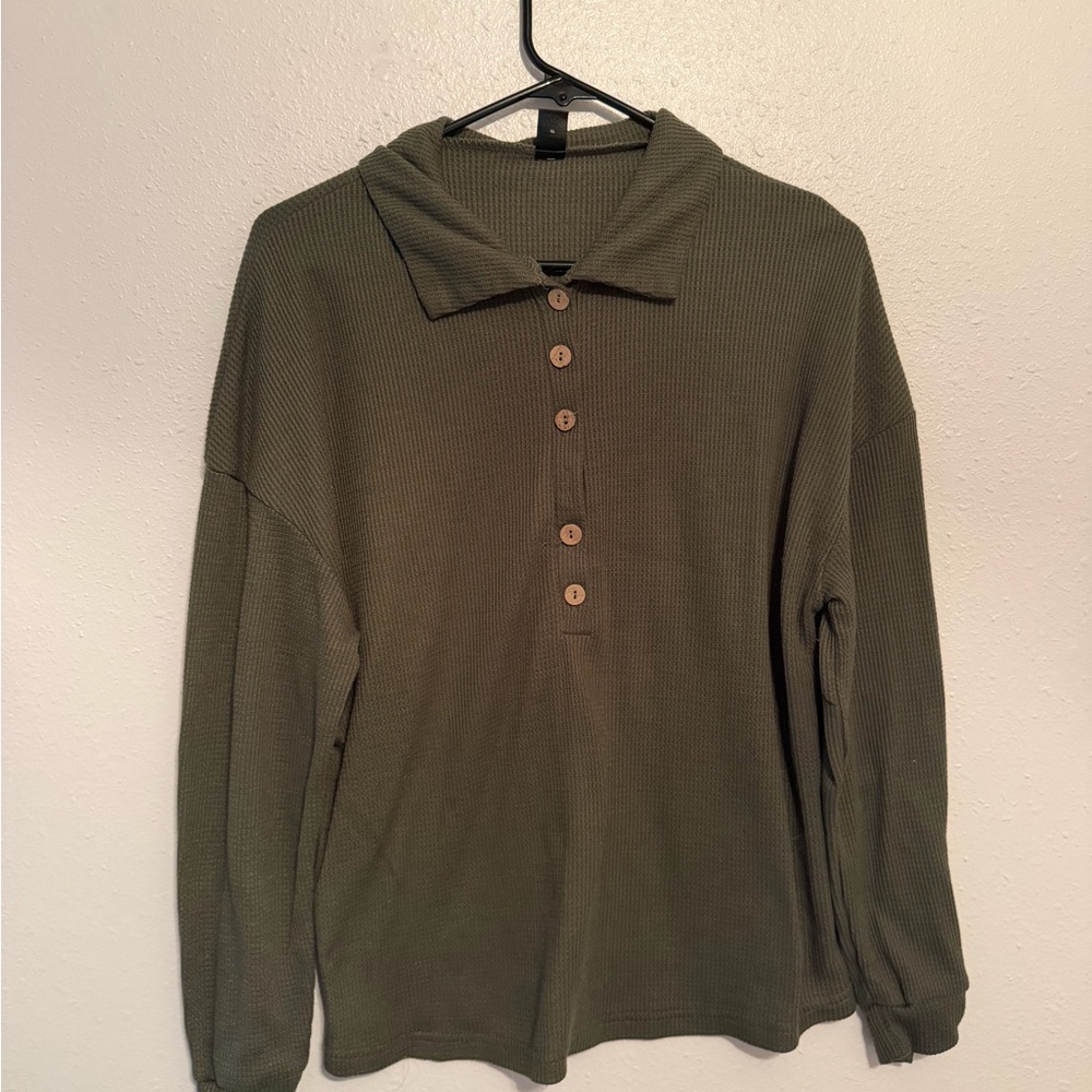 SHEIN Olive Green Knit Sweater